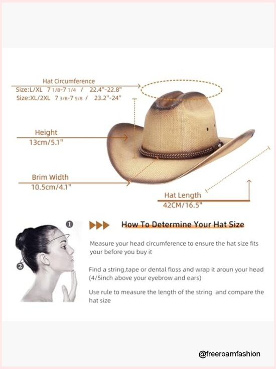 Unisex Straw Cowboy Hat with Cattleman Crease, Wide Brim, Shapeable main image 4